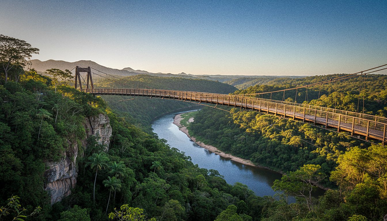 Vista do rio e do vale a partir da passarela suspensa do Caminhos del Rei